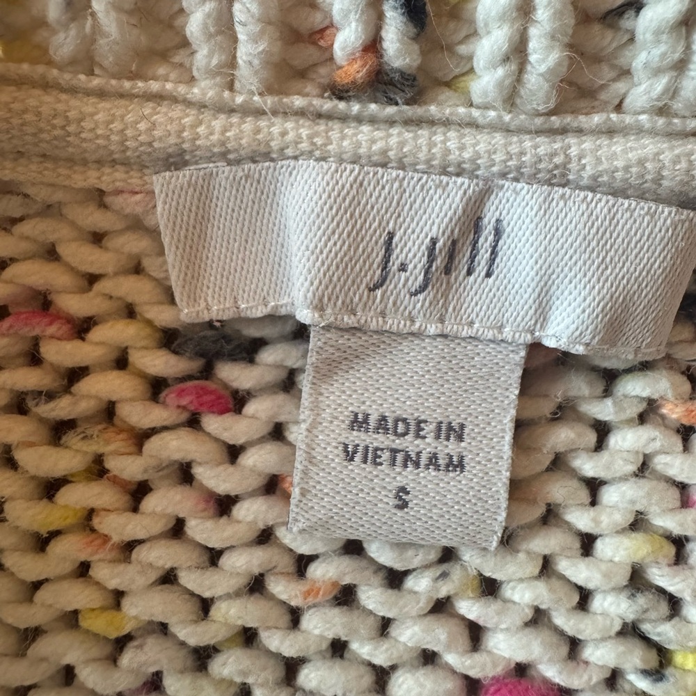 J.Jill Women’s Size Small Cotton Knit Cream Speckled Crewneck Sweater - Picture 5 of 9